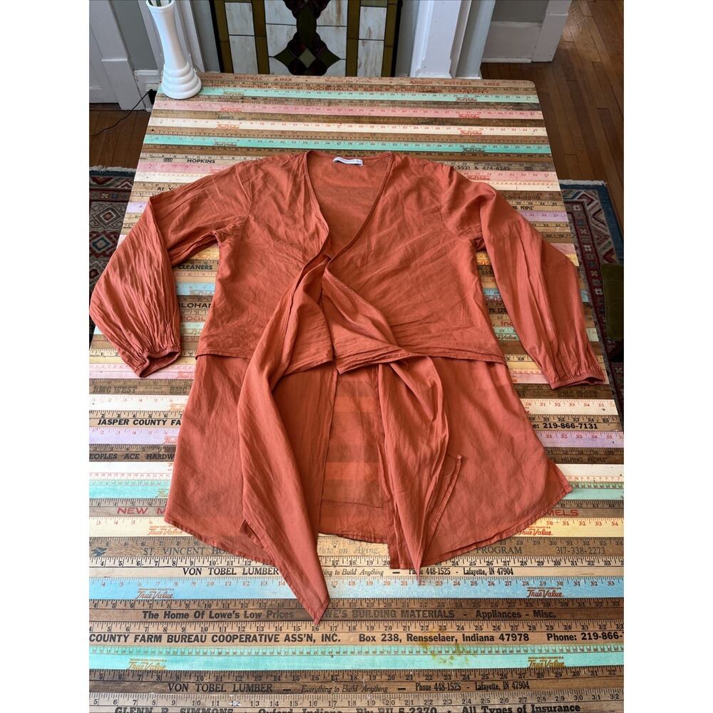 Faithfull The Brand Size 6 S 100% Cotton Floral Tie Wrap Top Orange‎ - Picture 9 of 12